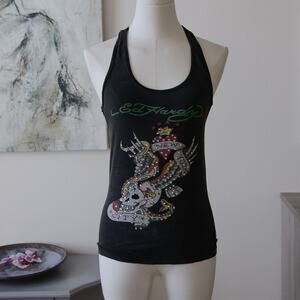 ED Hardy Christian Audigier True Vintage y2k Rhinestone Tank top size M-XL